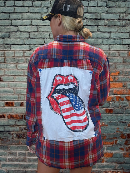 Patriotic Rolling Stones Flannel