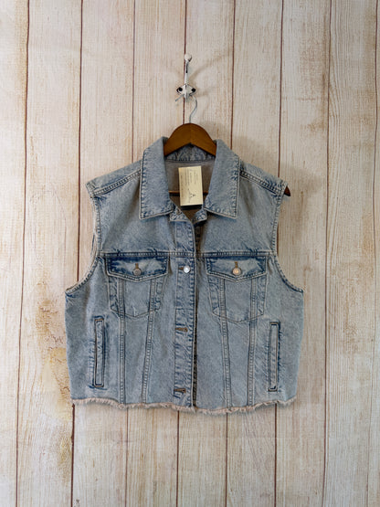 Budweiser Cropped Denim Vest | Oversized Medium