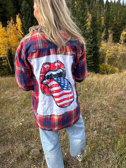 Patriotic Rolling Stones Flannel