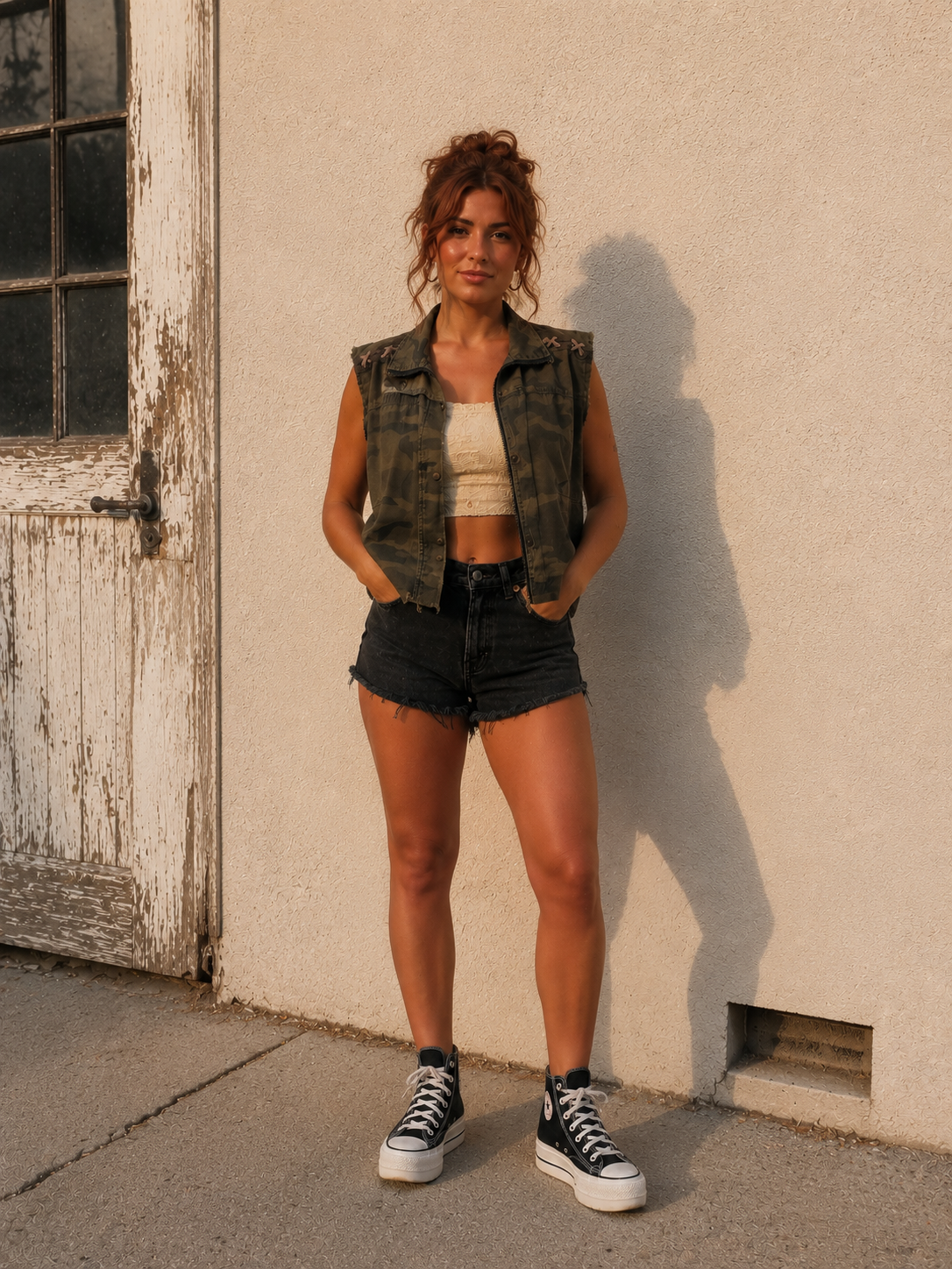 American Pride Cropped Camo Vest | Size Medium