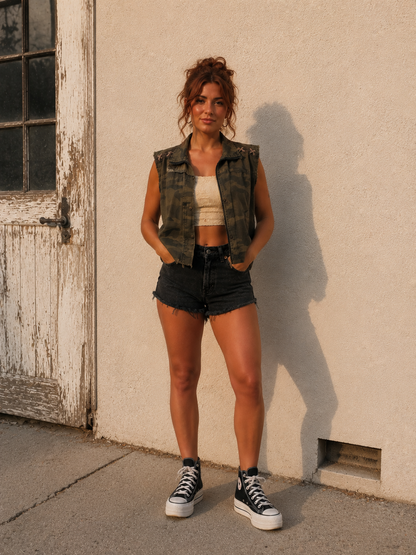 American Pride Cropped Camo Vest | Size Medium