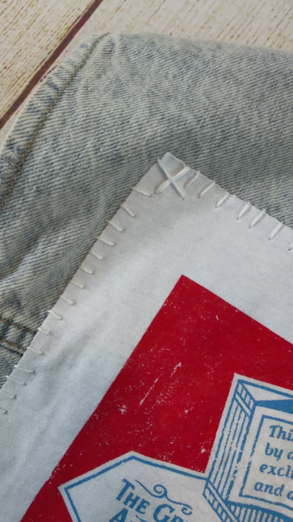 Budweiser Cropped Denim Vest | Oversized Medium
